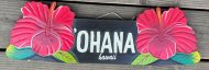 "Ohana" Hawaii Red Hibiscus 12" Wood Sign